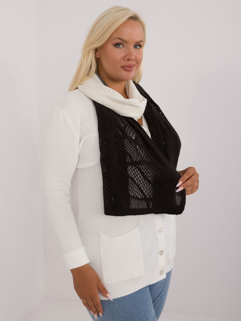 Hurtownia Ecru-czarny szal damski z bawełny i wełny