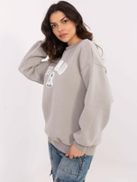 Hurt Szara dresowa bluza bez kaptura z ociepleniem