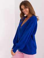 Hurt Kobaltowy sweter rozpinany o kroju oversize