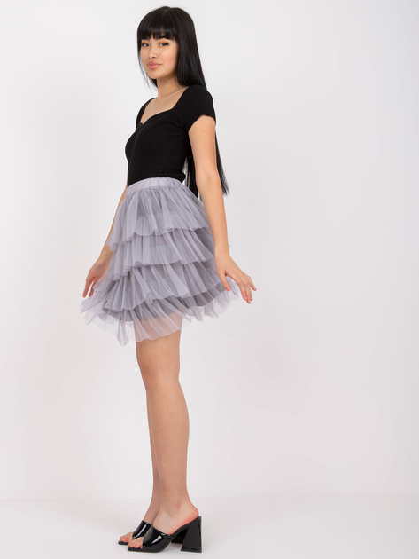Szara tiulowa spódnica z falbanami i podszewką Suerta OCH BELLA