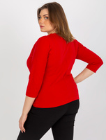Hurt Czerwona bluzka plus size z rękawem 3/4 i nadrukiem