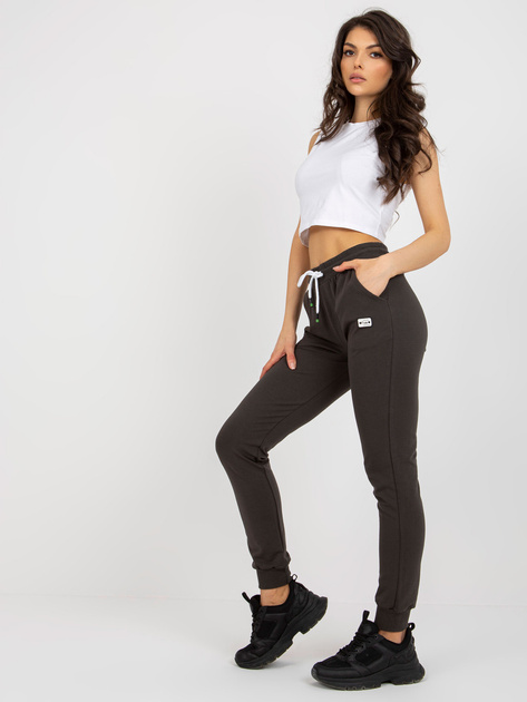 Hurt Khaki bawełniane spodnie dresowe z naszywką