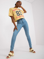 Niebieskie damskie spodnie jeansowe skinny fit RUE PARIS 