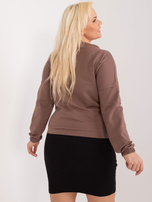 Hurt Brown casual plus size blouse with drawstrings.