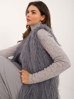 Hurt Ciemnoszara kamizelka futrzana zapinana na haftki