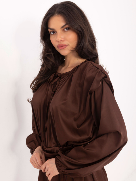 Brązowy elegancki kombinezon z wiązaniem w talii