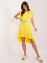 Großhandel Gelbes Sommerkleid mit Rüsche.