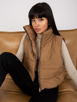 Hurt Jasnobrązowa krótka kamizelka puchowa OCH BELLA