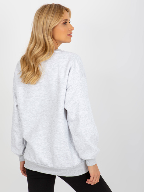 Hurt Jasnoszara dresowa bluza damska oversize bez kaptura