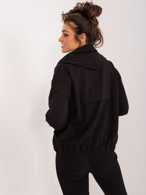 Hurt Czarna bawełniana bluza damska na suwak