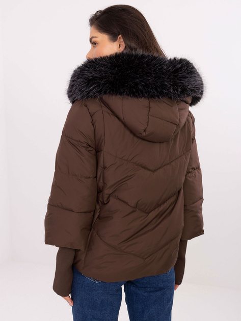 Brązowa zimowa kurtka z odpinanym futrem