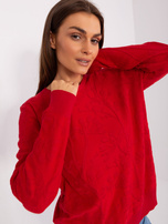 Hurtownia Czerwony sweter klasyczny we wzory