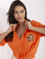 Pomarańczowa muślinowa koszula z wiązaniem