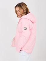 Pastelowa różowa przejściowa kurtka z kapturem 
