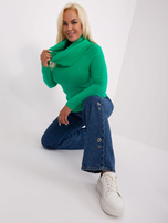 Hurt Zielony damski sweter plus size ze ściągaczami 