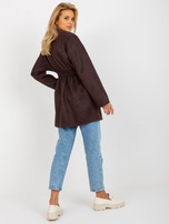 Hurt Ciemnobrązowy płaszcz o kroju marynarki z kieszeniami