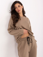 Ciemnobeżowy elegancki komplet z dżetami RUE PARIS 