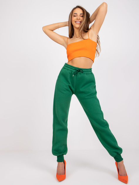 Ciemnozielone spodnie dresowe z kieszeniami Julia