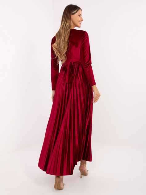 Bordowa maxi sukienka z kopertowym dekoltem