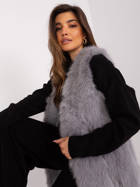 Hurt Szara kamizelka damska futrzana