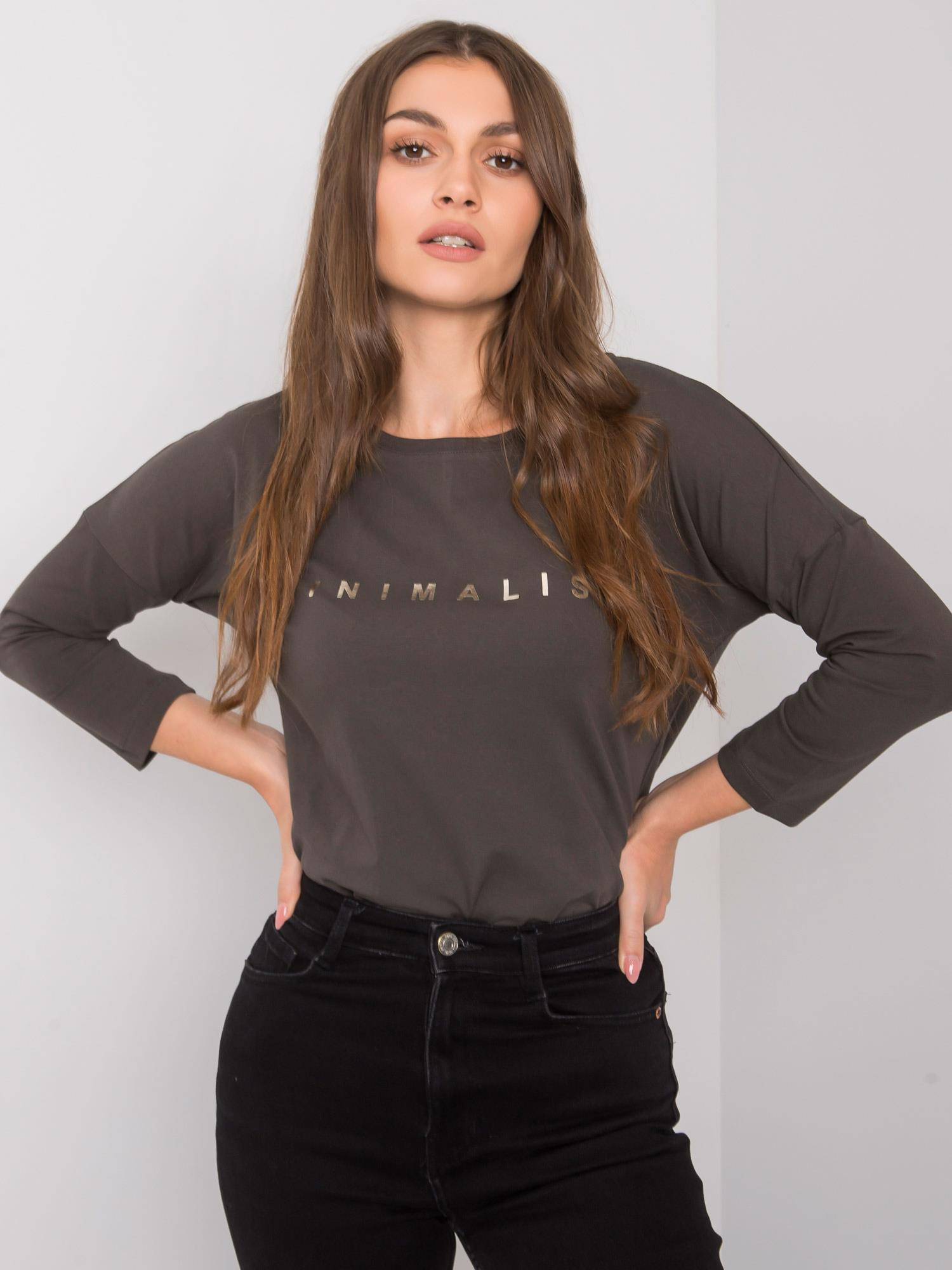 Dark khaki cotton blouse with cantrice inscription