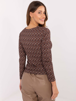 Czekoladowa elegancka bluzka we wzory RUE PARIS 