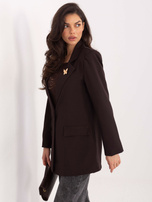 Czekoladowa marynarka z zapięciem na guzik RUE PARIS 