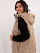 Hurtownia online Beżowa długa pikowana kamizelka na suwak