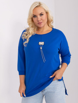 Hurtownia Ciemnoniebieska damska bluzka plus size ze ściągaczem