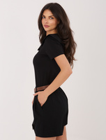 Czarna bluzka damska z kołnierzykiem RUE PARIS 