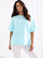 Miętowy t-shirt oversize w jednolitym kolorze RUE PARIS