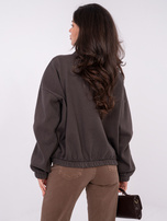 Czekoladowa rozpinana bluza basic z gumką na dole