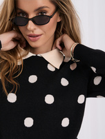 Czarny elegancki sweter w grochy 
