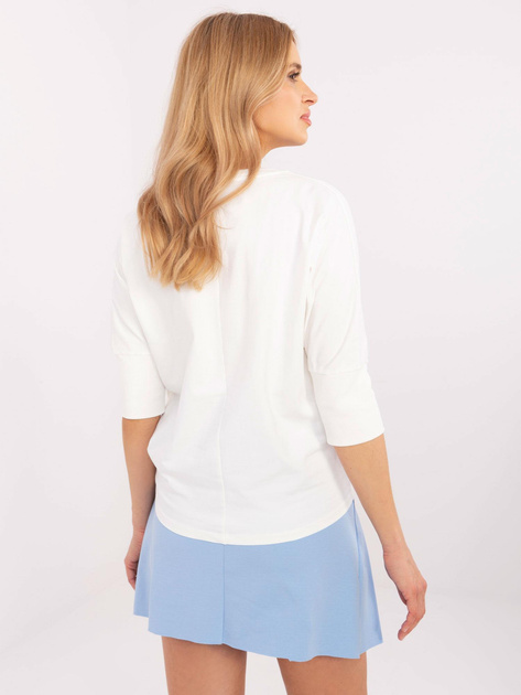 Hurtownia Ecru damska bluzka z aplikacją z dżetów