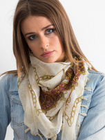 Jasnobeżowa chusta we wzory