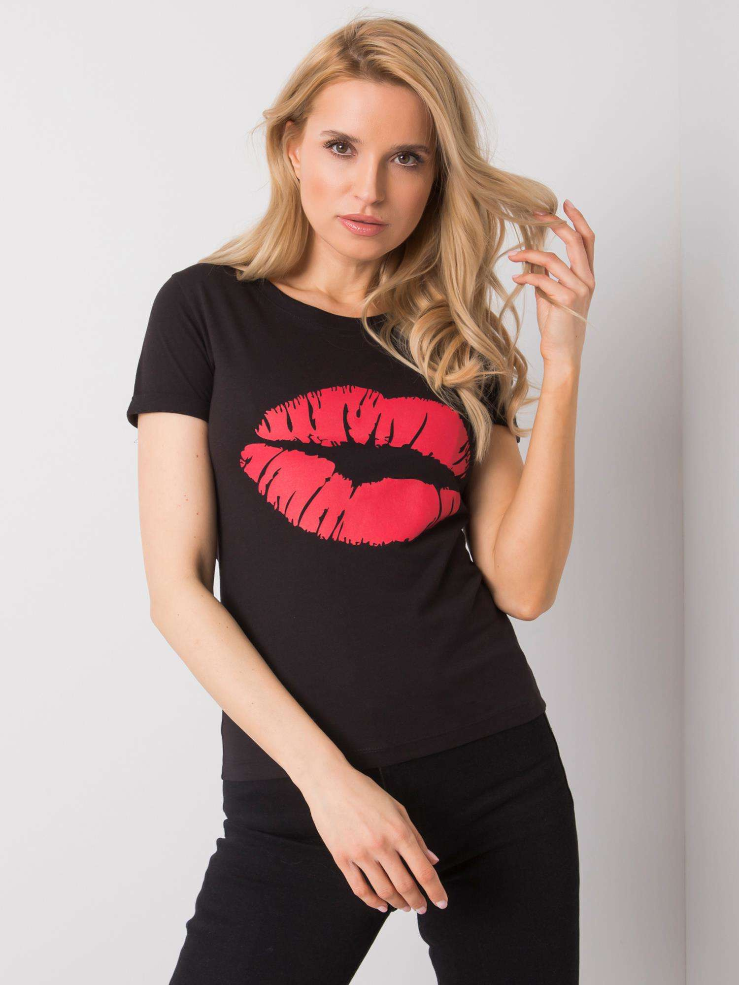 Czarny t-shirt z nadrukiem Tiziana OCH BELLA
