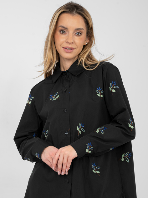 Czarna bawełniana koszula z haftem