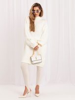 Hurt Ecru mini sukienka oversize z dzianiny Violetta RUE PARIS