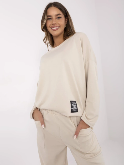 Beżowy dwuczęściowy komplet z bluzą oversize