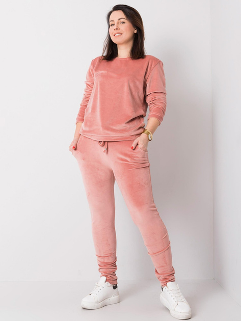 Brudnoróżowy welurowy komplet plus size Jeanne