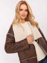 Brązowa damska kurtka bez zapięcia