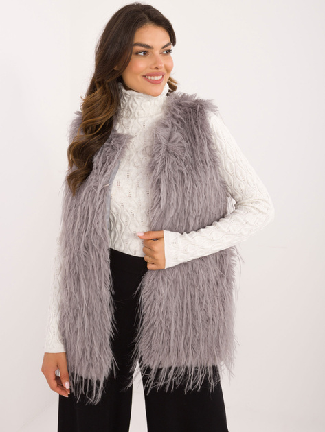 Hurt Szara damska kamizelka futrzana z podszewką