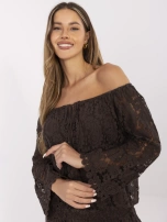 Ciemnobrązowa koronkowa bluzka boho 