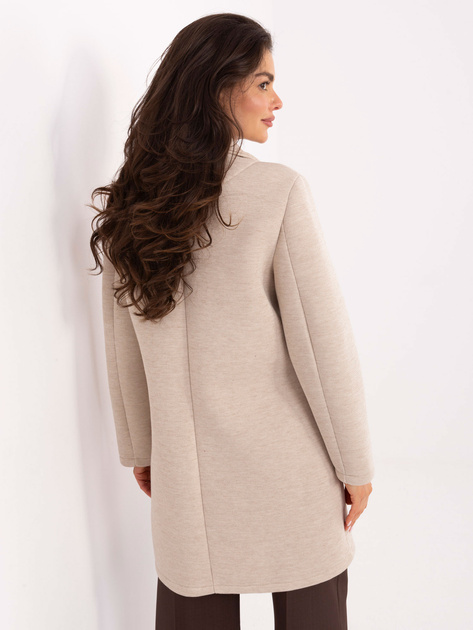 Beżowy przejściowy płaszcz z kieszeniami RUE PARIS