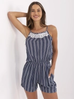 Granatowy letni kombinezon z koronką 