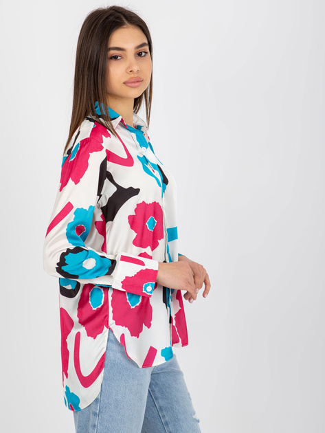 Hurtownia Niebiesko-fuksjowa rozpinana koszula z nadrukiem