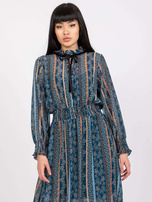 Ciemnoniebieska sukienka we wzory Ava