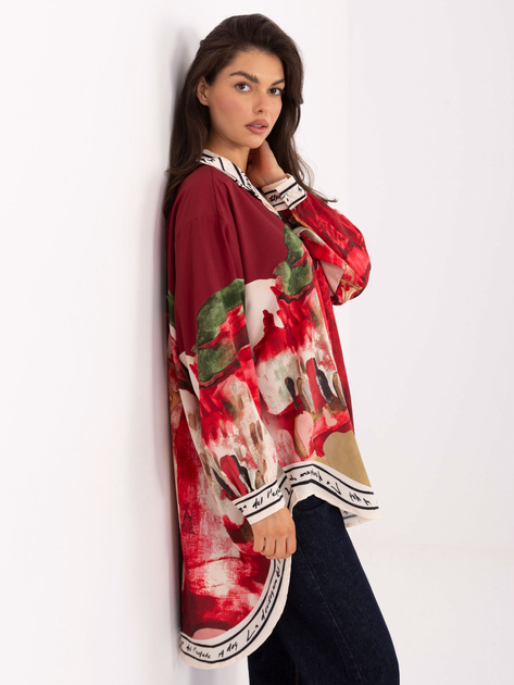 Bordowa asymetryczna koszula oversize RUE PARIS