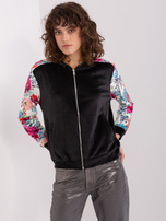 Hurtownia Czarna-ecru damska bluza na suwak RUE PARIS