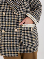 Czarno-żółta marynarka w drobną kratkę tweedową